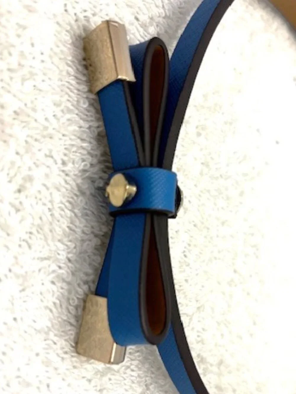 kate spade new york vibrant blue leather bow skinny belt NWT Size M
